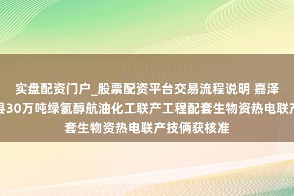 实盘配资门户_股票配资平台交易流程说明 嘉泽新能：鸡东县30万吨绿氢醇航油化工联产工程配套生物资热电联产技俩获核准