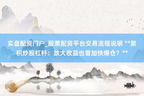 实盘配资门户_股票配资平台交易流程说明 **聚积炒股杠杆：放大收益也曾加快爆仓？**